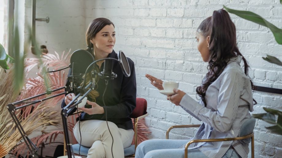Media Professionals recording a podcast.